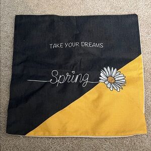 Black and Yellow 'Spring' Pillow Cover